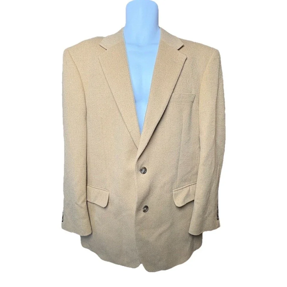 Jos A Bank Blazer 42L 100% Camel Hair Sports Coat Suit Jacket Tan 2 Button